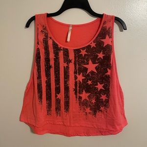 Hot Pink/ Orange American Flag Tank Top